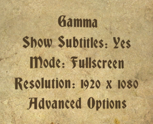 In-game general video settings.