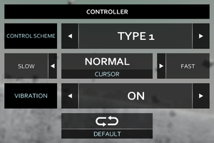 In-game controller settings.