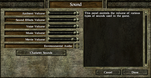 In-game sound settings