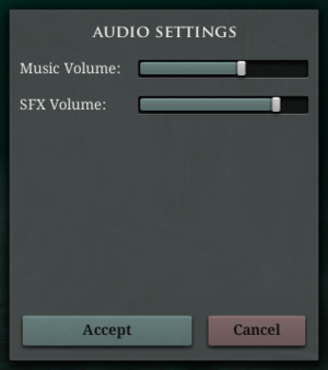 Audio settings.