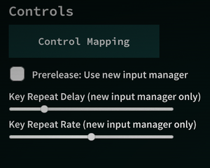 Input settings.