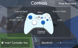 In-game input settings with gamepad controls.