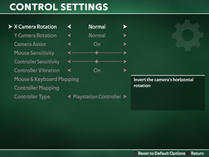 Control settings