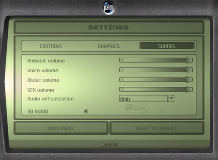 In-game audio settings.