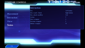 One of the Configure Controls option screens, where remapping can be done