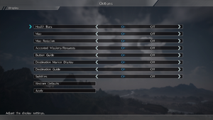 General UI options menu