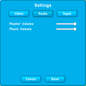 Audio settings menu