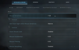 In-game Mouse settings.