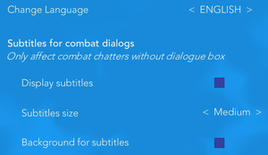 Language settings.