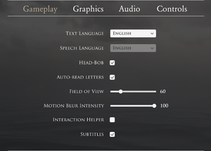 In-game gameplay settings