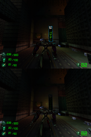 The crosshair on higher resolutions gets misaligned. Top image is at 640x480 (correct position), while the bottom image is at 1280x960 (misaligned).