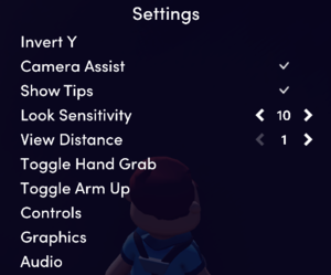 In-game general settings. (accessible after loading into a level)