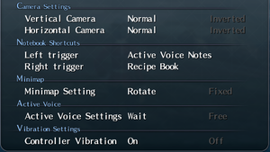 In-game input settings
