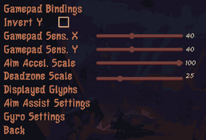 Control (gamepad) settings