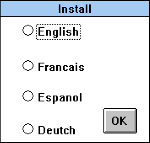 Available languages (Win16).