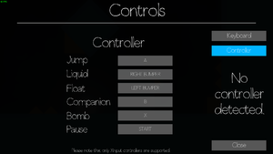 Settings for controller.