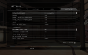 In-game multiplayer settings.
