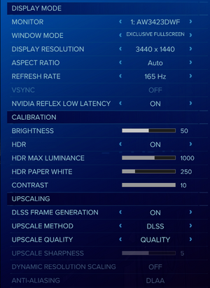Display settings (in-game)