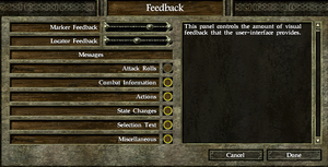 In-game sound feedback settings