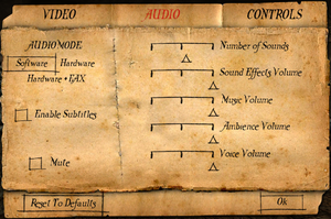 In-game audio settings[Note 3]