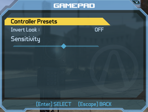 In-game general gamepad settings.