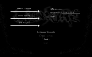 In-game options menu