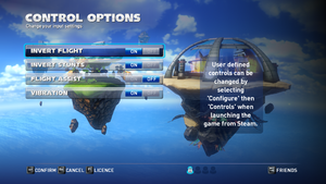 Control settings in game.