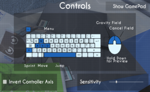 In-game input settings with keyboard and mouse controls.