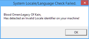 Error message for an "invalid locale".
