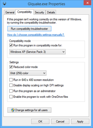 Windows 8/8.1 Compatibility Settings.