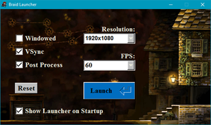 Launcher options menu.