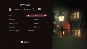 In-game text settings