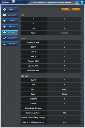 Input options menu