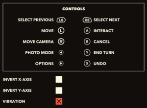 In-game input settings (Xbox controller).