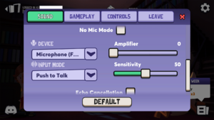 In-game microphone settings.