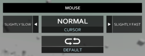 In-game mouse settings.