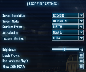 Basic video settings