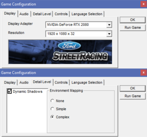 Video settings in a configuration tool (syscfg.exe)