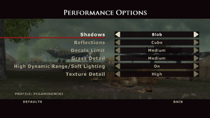 In-Game performance settings.