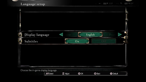 In-game language settings.