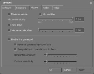 Mouse/gamepad settings