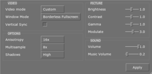 Video and Audio settings