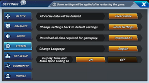 System options menu