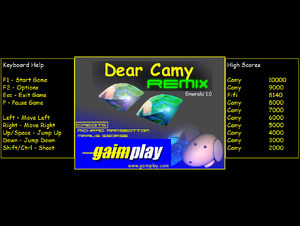 Dear Camy Remix main menu showing controls