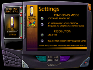 Digital Projector settings menu.