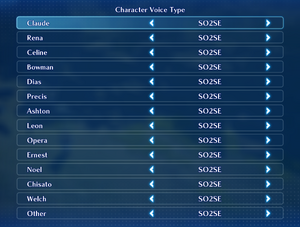 Character voice type settings