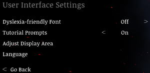 User Interface settings