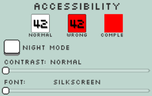 In-game accessibility settings.
