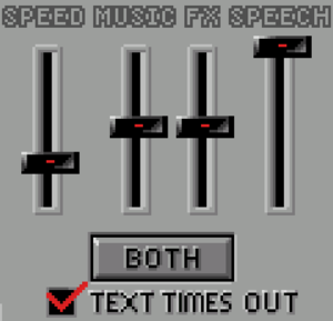 In-game general settings. BOTH indicates that both speech and text are enabled.