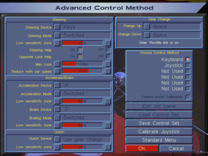 In-game advanced control settings.